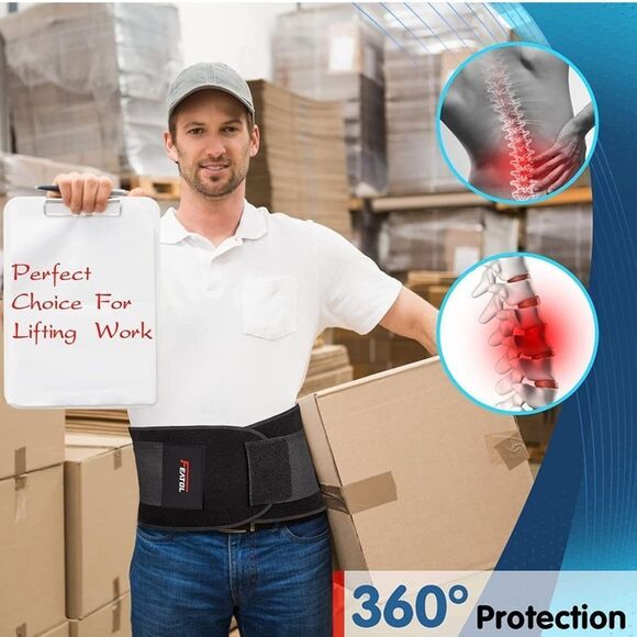 NWT Adjustable Back Brace Support Belt Lumbar Support Back Black Large / XL - Picture 7 of 11